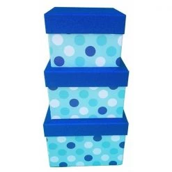 Italia 1088 Gifts Boxes with Glitter Lid; Blue – 3 Piece