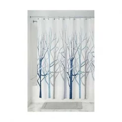 InterDesign 45022 72 x 72 in. Forest Shower Curtain – Blue & Gray