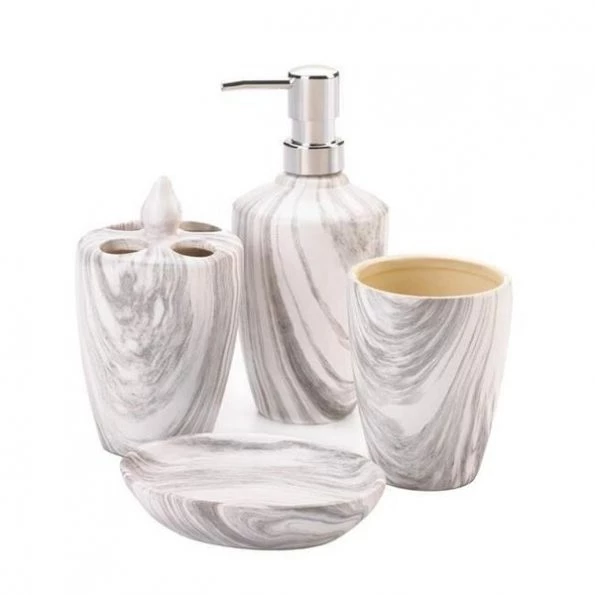Accent Plus 10018749 Marble Printed Bath Accessory Set 1 Accent Plus 10018749 Marble Printed Bath Accessory Set