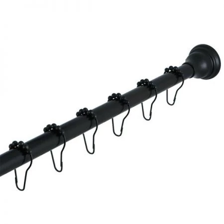 Furnorama Straight Shower Curtain Rod with Shower Curtain Rings; Oil Rubbed Bronze