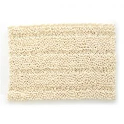 21 x 34 in. Ultra Plush Jumbo Striped Chenille Bath Mat; Cream