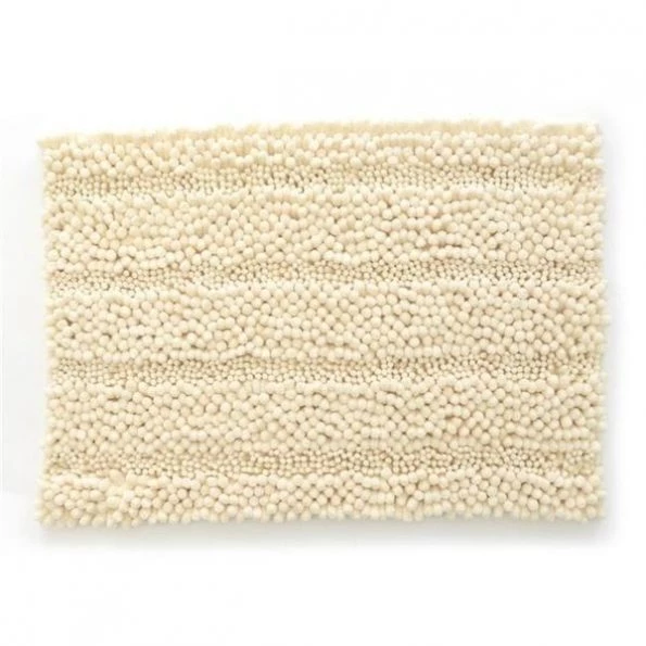 21 x 34 in. Ultra Plush Jumbo Striped Chenille Bath Mat; Cream