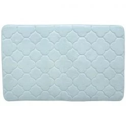 Betterbeds 21 x 34 in. Embroidered Memory Foam Bath Mat - Sterling Blue