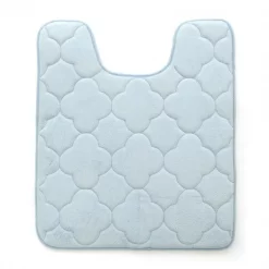 21 x 24 in. Embroidered Memory Foam Contoured Bath Mat – Sterling Blue