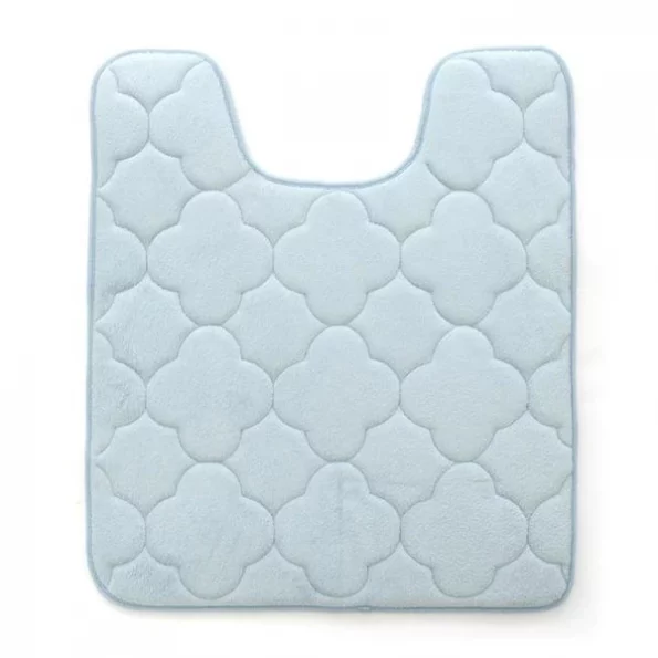 21 x 24 in. Embroidered Memory Foam Contoured Bath Mat – Sterling Blue
