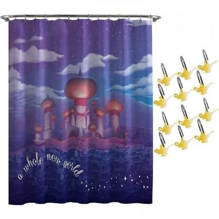 Aladdin 810972 Disney Aladdin Arabian Nights Shower Curtain & Hook Set