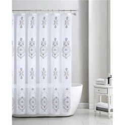 Olivia Gray SCZ07131 70 x 72 in. Zena Embroidered Shower Curtain – Gold