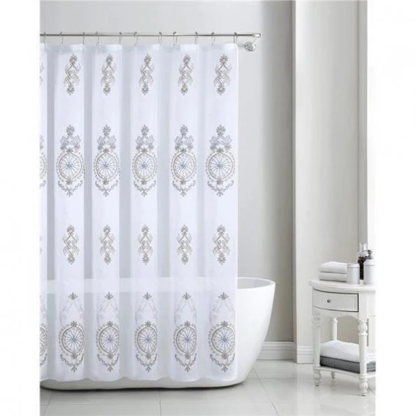 Olivia Gray SCZ07131 70 x 72 in. Zena Embroidered Shower Curtain – Gold