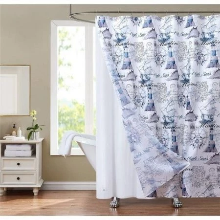Olivia Gray SCSPL078 Sunset Park Shower Curtain & Liner Set; Lighthouse - 14-Piece