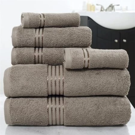 Lavish Home 67-0016-T Cotton 100 Percent Hotel Towel Set; Taupe - 6 Piece