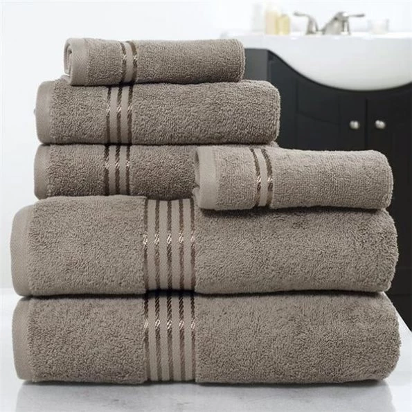 Lavish Home 67-0016-T Cotton 100 Percent Hotel Towel Set; Taupe – 6 Piece