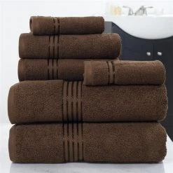 Lavish Home 67-0016-C Cotton 100 Percent Hotel Towel Set; Chocolate – 6 Piece