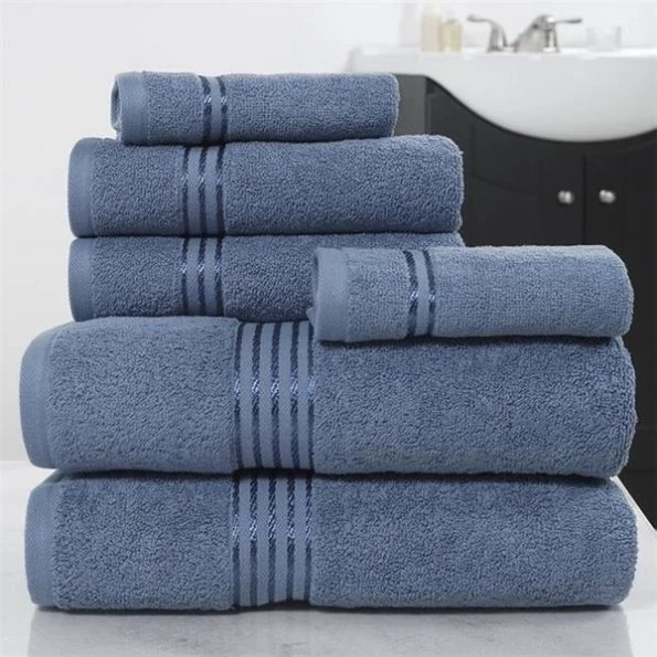Lavish Home 67-0016-B Cotton 100 Percent Hotel Towel Set; Light Blue – 6 Piece