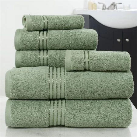Lavish Home 67-0016-G Cotton 100 Percent Hotel Towel Set; Green - 6 Piece