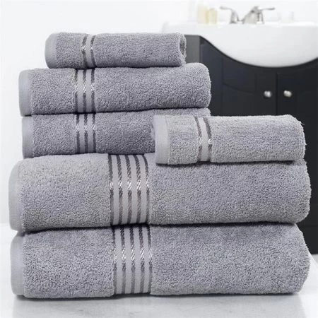 Lavish Home 67-0016-S Cotton 100 Percent Hotel Towel Set; Silver - 6 Piece