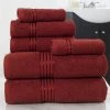 Lavish Home 67-0016-BUR Cotton 100 Percent Hotel Towel Set; Burgundy - 6 Piece