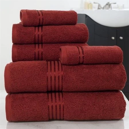 Lavish Home 67-0016-BUR Cotton 100 Percent Hotel Towel Set; Burgundy - 6 Piece