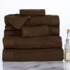 Lavish Homes Lavish Home 67-0021-C Ribbed 100 Percent Cotton Towel Set; Chocolate - 10 Piece