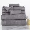 Lavish Home 67-0021-S Ribbed 100 Percent Cotton Towel Set; Silver - 10 Piece