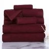 Lavish Homes Lavish Home 67-0021-BU Ribbed 100 Percent Cotton Towel Set; Burgundy - 10 Piece