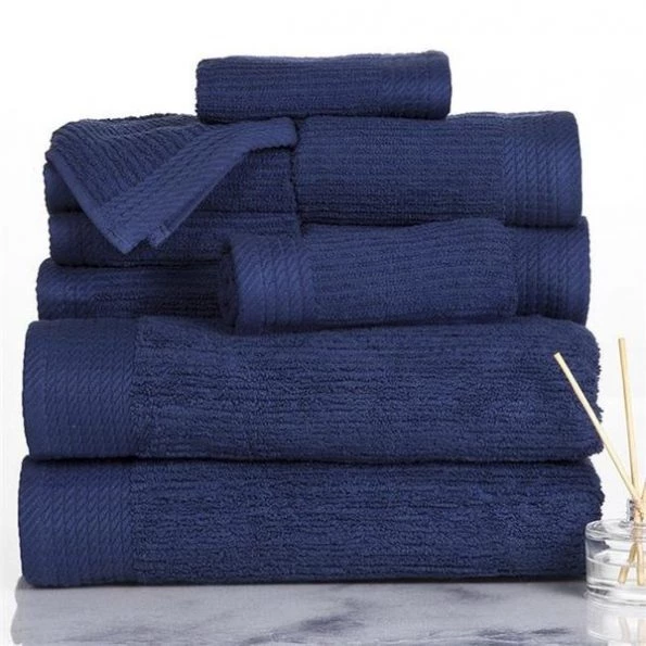 Lavish Home 67-0021-N Ribbed 100 Percent Cotton Towel Set; Navy - 10 Piece 1 Lavish Home 67-0021-N Ribbed 100 Percent Cotton Towel Set; Navy – 10 Piece