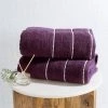 Lavish Home 67-0036-E 2 Piece Luxury Cotton Towel Set; Eggplant & White