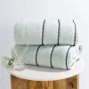Lavish Home 67-0036-SF 2 Piece Luxury Cotton Towel Set; Seafoam & Black