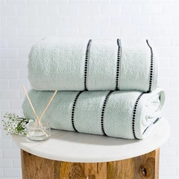 Lavish Home 67-0036-SF 2 Piece Luxury Cotton Towel Set; Seafoam & Black 1 Lavish Home 67-0036-SF 2 Piece Luxury Cotton Towel Set; Seafoam & Black