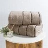 Lavish Home 67-0036-T 2 Piece Luxury Cotton Towel Set; Taupe & Black