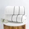 Lavish Home 67-0036-W 2 Piece Luxury Cotton Towel Set; White & Black
