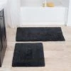 Lavish Home 67-0018-BLACK 100 Percent Cotton 2 Piece Bathroom Runner Set; Black
