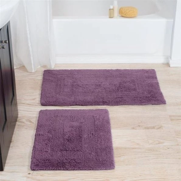 Lavish Home 67-0018-EP 100 Percent Cotton 2 Piece Bathroom Runner Set; Eggplant 1 Lavish Home 67-0018-EP 100 Percent Cotton 2 Piece Bathroom Runner Set; Eggplant