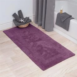 Lavish Home 67-0019-EP 24 x 60 in. Plus 100 Percent Cotton Bathroom Runner; Eggplant