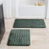 Lavish Home 67-10-G 2 Piece Memory Foam Bath Mat Set; Green