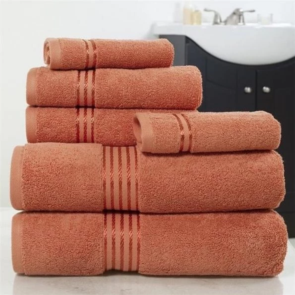 Lavish Home 67-0016-BRI 6 Piece 100 Percent Cotton Hotel Towel Set; Brick 1 Lavish Home 67-0016-BRI 6 Piece 100 Percent Cotton Hotel Towel Set; Brick