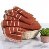 Lavish Home 67-0015-BRI 6 Piece Combed Cotton Towel Set; Brick Orange