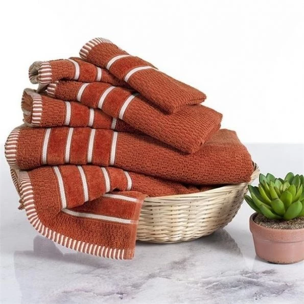 Lavish Home 67-0015-BRI 6 Piece Combed Cotton Towel Set; Brick Orange 1 Lavish Home 67-0015-BRI 6 Piece Combed Cotton Towel Set; Brick Orange