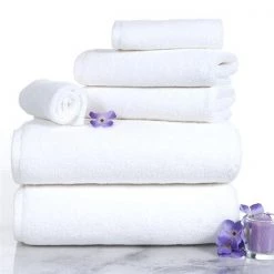 Lavish Home 67-0017-W 6 Piece Cotton Towel Set; White