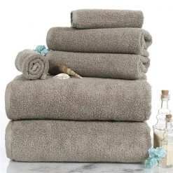 Lavish Home 67-0017-T 6 Piece Cotton Towel Set; Taupe