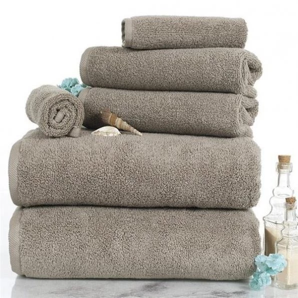 Lavish Home 67-0017-T 6 Piece Cotton Towel Set; Taupe