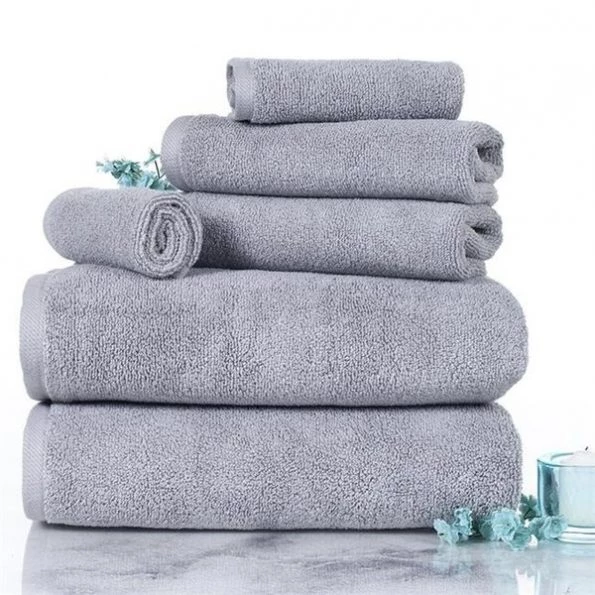 Lavish Home 67-0017-S 6 Piece Cotton Towel Set; Silver
