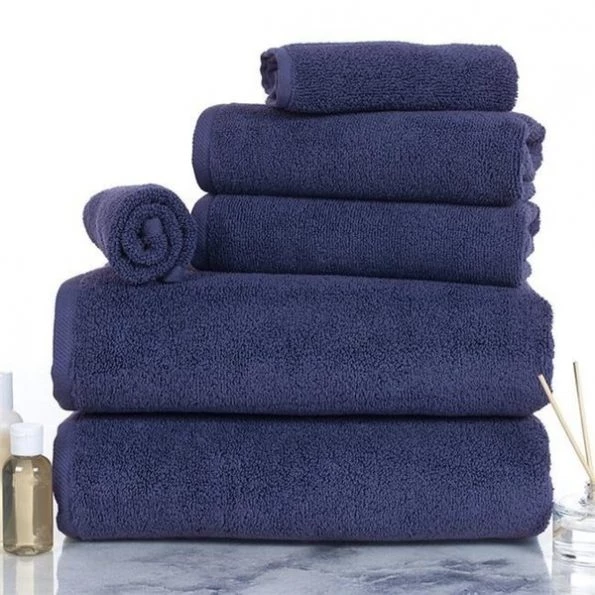 Lavish Home 67-0017-BLA 6 Piece Cotton Towel Set; Navy