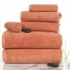 Lavish Home 67-0017-BRI 6 Piece Cotton Towel Set; Brick