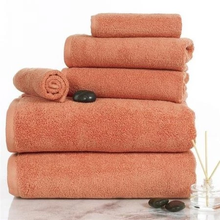 Lavish Home 67-0017-BRI 6 Piece Cotton Towel Set; Brick