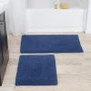Lavish Home 67-0018-BLA 100 Percent Cotton 2 Piece Bathroom Runner Set; Navy