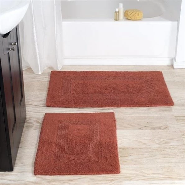 Lavish Home 67-0018-BRI 100 Percent Cotton 2 Piece Bathroom Runner Set; Brick 1 Lavish Home 67-0018-BRI 100 Percent Cotton 2 Piece Bathroom Runner Set; Brick