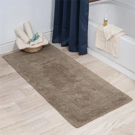 Lavish Home 67-0019-T 24 x 60 in. Plus 100 Percent Cotton Bathroom Runner; Taupe