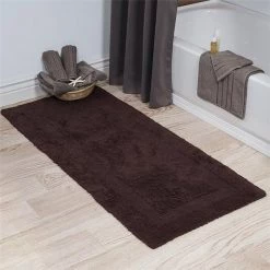Lavish Home 67-0019-C 24 x 60 in. Plus 100 Percent Cotton Bathroom Runner; Chocolate