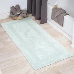 Lavish Home 67-0019-SF 24 x 60 in. Plus 100 Percent Cotton Bathroom Runner; Seafoam