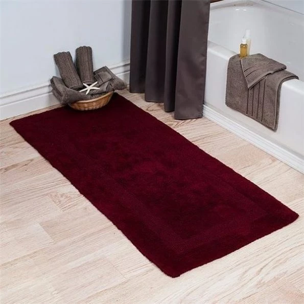 Lavish Home 67-0019-BUR 24 x 60 in. Plus 100 Percent Cotton Bathroom Runner; Burgundy